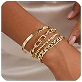 oneyoyo Chunky Gold Bracelets for Women Set 14k Plated Gold Bracelet Stack Trendy Dainty Adjustable Waterproof Bangles Jewelry Gifts
