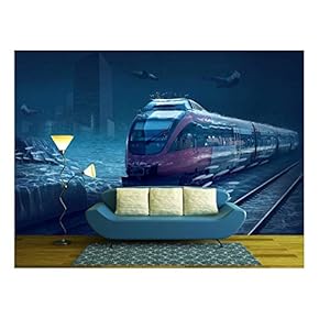 Motions Train in Underwater Ocean Life - Removable Wall Mural | Self-Adhesive Large Wallpaper - 66x96 inches