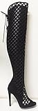 Cape Robbin Women's Elnora Peep Toe Laser Cutout Over The Knee Thigh High Back Lace Tie Boot