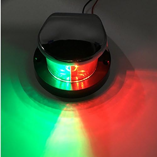 DC 12V Navigation Bow Light for Yacht Marine Boat Red and Green Bi-Color Lamp Chrome Plated Zinc