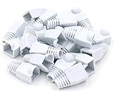 iexcell 100 Pcs White RJ45 Ethernet Network Cable Strain Relief Boots
