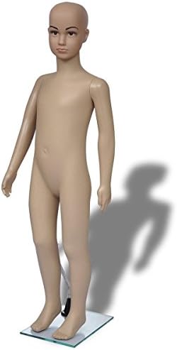 Child Form Mannequin Full Body PE Realistic Display Head Turns Dress Form w/ Base