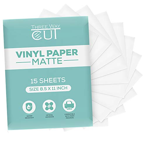 Printable Vinyl Sticker Paper Matte for Inkjet Printer 15 Sheets White, Waterproof Decal Paper Tear & Scratch Resistant Quick Ink Dry, Cricut Sticker Paper for Making Labels & Crafts