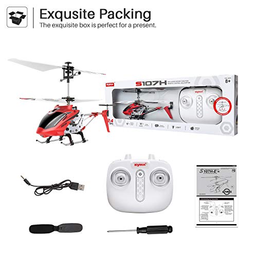 Remote-Control-Helicopter-SYMA-S107H-Aircraft-with-Altitude-Hold-One-Key-take-OffLanding-35-Channel-Gyro-Stabilizer-and-High-Low-Speed-LED-Light-for-Indoor-to-Fly-for-Kids-and-BeginnersRed