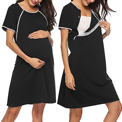 Sykooria-Womens-Breastfeeding-Dress-Nursing-Nightdress-Maternity-Pyjamas-Set-Nursing-Sleepwear-Nightwear