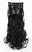 SWACC Women 20 Inches Curly Full Head 7 Separate Pieces Heat Resistance Synthetic Hair Clip in Hair Extensions (Off Black-1B)