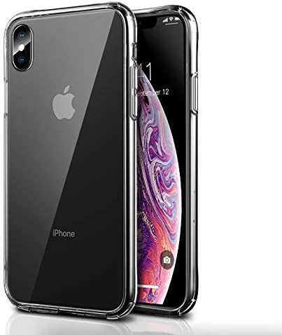 ROYBENS iPhone Xs Clear Case, Transparent Thin 9H Tempered Glass Cover, Slim Fit Hard Back Soft TPU Bumper, Anti-Yellow Cute Hybrid Protective Case Compatible for i-Phone Xs, X, 10, 5.8 Inch, Crystal