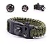 Camping Paracord Survival Bracelet Kit 500 LB - Outdoor Hiking Travelling Hunting Gear - 12-in-1 Emergency Tactical Parachute Rope Bracelet - Compass, Thermometer, Whistle, Knife, Fire Starter - Army