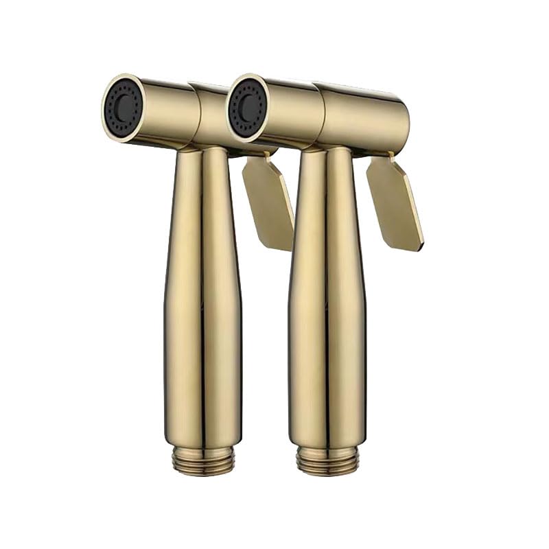 Photo 1 of 2 Pieces Bidet Toilet Sprayer Head Stainless Steel Handheld Bidet Sprayer Cloth Bathroom Diaper Sprayer for Kitchen and Toilet Cleaning Golden