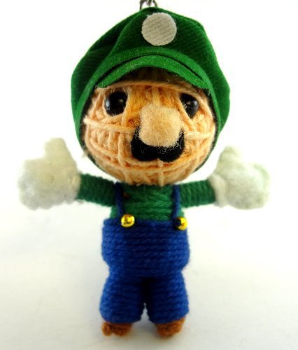1 X Luigi Voodoo String Doll Key Chain Handmade Mario Brothers Plumber