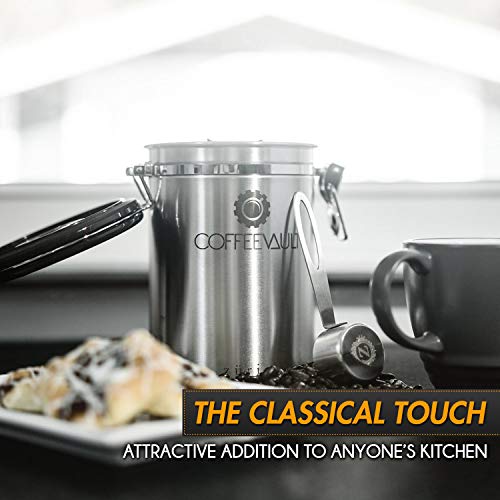 Coffee Canister for Ground Coffee with Scoop, 22oz CoffeeVault Coffee