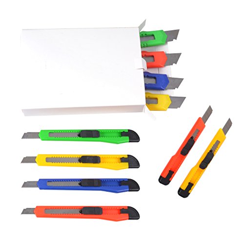 eZthings 10 Heavy Duty Box Cutters Openers Utility Knives with Snap off Blades (Variety Knife Set)