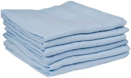 (12 X BLUE) Premium Quality Baby Muslin Squares 100% Cotton, 72cm X 72cm, Supersoft, Made In EU