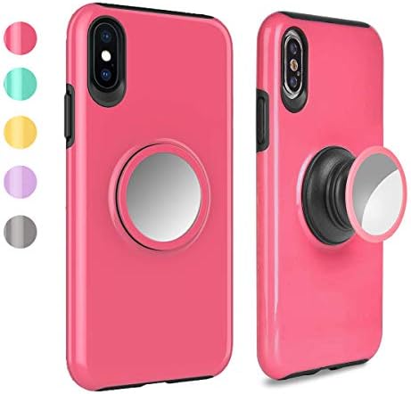 iPhone Xs Case Cover,iPhone X Case,Rebex Dual Layers Tough Heavy Shock Protective Expanding Phone Stand and Grip Built-in Iron for Magnetic Mount Rugged Duty Proteciton for iPhone Xs/iPhone X(Pink)