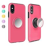 iPhone Xs Max Case Cover,Rebex Dual Layers Tough Heavy Shock Protective Expanding Phone Stand and Grip Built-in Iron for Magnetic Mount Rugged Duty Proteciton iPhone Xs Max (Pink)