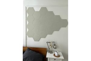 DECORITA Hexagon Felt Board Tiles - 12 Packs Self Adhesive Pinboard & Acoustic Panels | Modern Office Wall Decor for Home | Sound Absorbing Bulletin Board - Sage