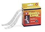 Hygloss Products Self Adhesive Coins - 100 Hook and Loop Fastener Sticky Dots With Dispenser – 5/8 Inches, White