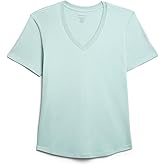MON CHOU Women’s Premium Organic Pima Cotton V-Neck T-Shirt – Soft, Sustainable, Short Sleeve Relaxed Fit Everyday Tee