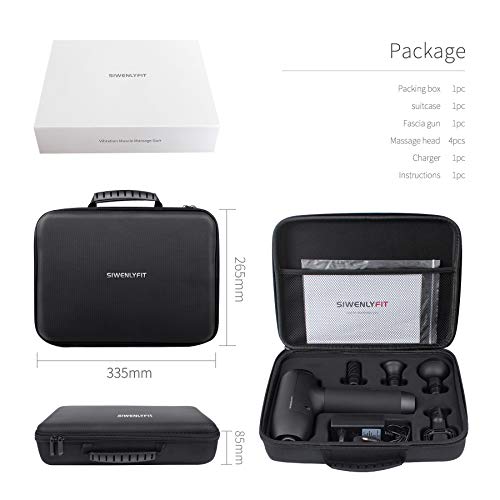 SIWENLYFIT Muscle Massage Gun, Handheld Deep Tissue Massager Electric Quiet Portable Massage Gun for Pain Relief, Speed Adjustable Professional Body Percussion Muscle-Relax Puncher Fascia Gun