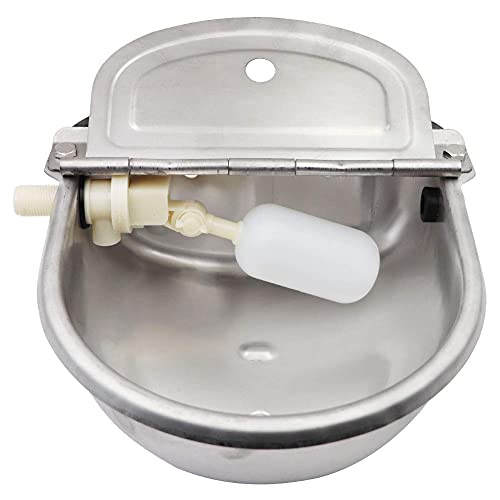 Automatic Cattle Drinker Large Capacity Stainless Steel Automatic Bowl Cattle Drinking Bowl for Horses Goats with Adjustable Float Valve and Drainage Hole