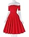 50s Style Red Christmas Dress Off Shoulder Bridal Showers Dress (Red, L)