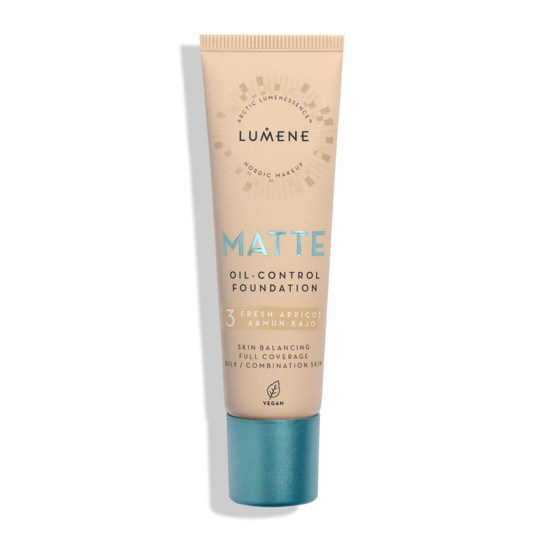 Lumene Matt Control Oil Free Foundation for Oily and Combination Skin Full Coverage with Arctic Cloudberry 30 ml / 1.0 Fl.Oz. (3 Fresh Apricot)
