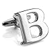 INBLUE Men's Rhodium Plated Cufflinks Silver Tone Initial Letter Shirt Business Wedding