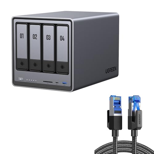 UGREEN NASync DXP4800 4-Bay Desktop NAS,Network Attached Storage (Diskless) Bundle with HDMI Cable Right Angle 4K 90 Degree HDMI Cord 6.6 FT