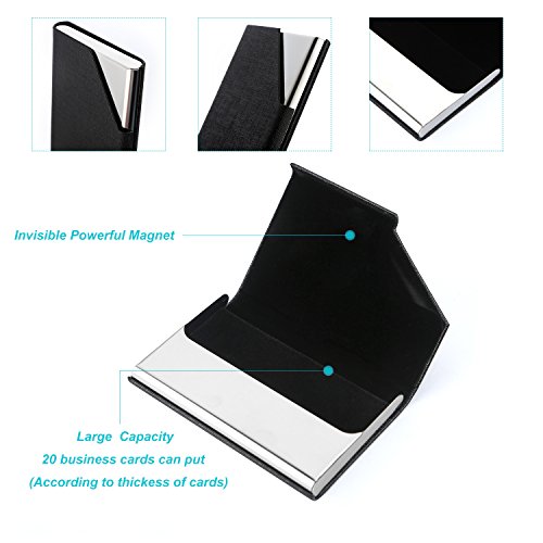 Business Name Card Holder Luxury PU Leather & Stainless Steel Multi Card Case,Business Name Card Holder Wallet Credit Card ID Case/Holder for Men & Women (Gray)