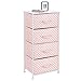 mDesign Tall Dresser Storage Tower Stand with 4 Removable Fabric Drawers - Steel Frame, Wood Top Organizer for Baby, Kid, and Teen Bedroom, Nursery, Playroom, or Dorm - Pink/White Polka Dot
