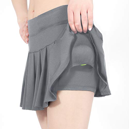 DOMICARE Women High Waist Pleated Tennis Golf Skorts with Pockets, Active Athletic Lightweight Skirts for Running Workout, M, Grey - Thumbnail 4