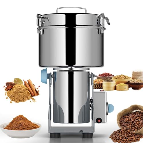 Electric Grain Mill Grinder, 2500g 2000W Coffee Bean Grinder Superfine Mill for Herb Spice Nut Cereal, 30s High-Speed Grinding with Overload Protection 5-8min Timer 32000RPM for Wheat Dry Food Kitchen