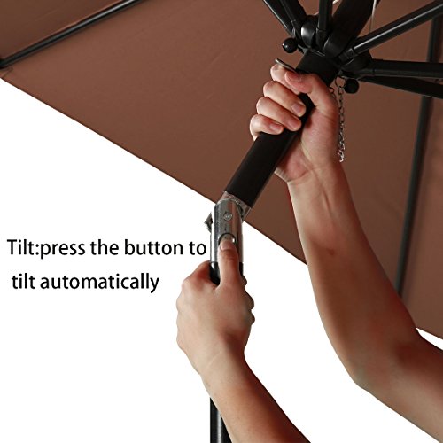 FARLAND Patio Umbrella 9 Ft Outdoor Table Aluminum offset market umbrellas with Push Button Tilt and Crank - Thumbnail 4