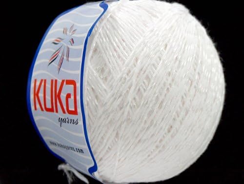 Lot of 4 x 100gr Skeins Kuka Yarns SUMMER MERCERIZED (70% Mercerized Cotton 30% Viscose) Yarn White