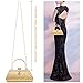 LONGBLE Women Clutch Bag Rhinstone Bowkont and Tassels Decorative Sparkling Vintage Classic Evening Shoulder Bag Girls Ladies Gold Elegant Compact Handbag Purse For Weddings Parties Ceremony (Gold)