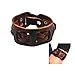 COOLLA Antique Men's Brown Leather Cuff Bracelet, Leather Wrist Band Wristband Handcrafted Jewelry SL2258