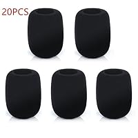 URTop 20Pcs Black Color Handheld Stage Ball Shape Microphone Windscreen Foam Mic Cover Karaoke DJ Soft Sponge Cap Pop Filter Wind Shield