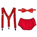 IWEMEK Baby Boys 1st Birthday Cake Smash Outfit Adjustable Y Back Elastic Clip Suspenders Bowtie set Pre-tied Bloomers Shorts