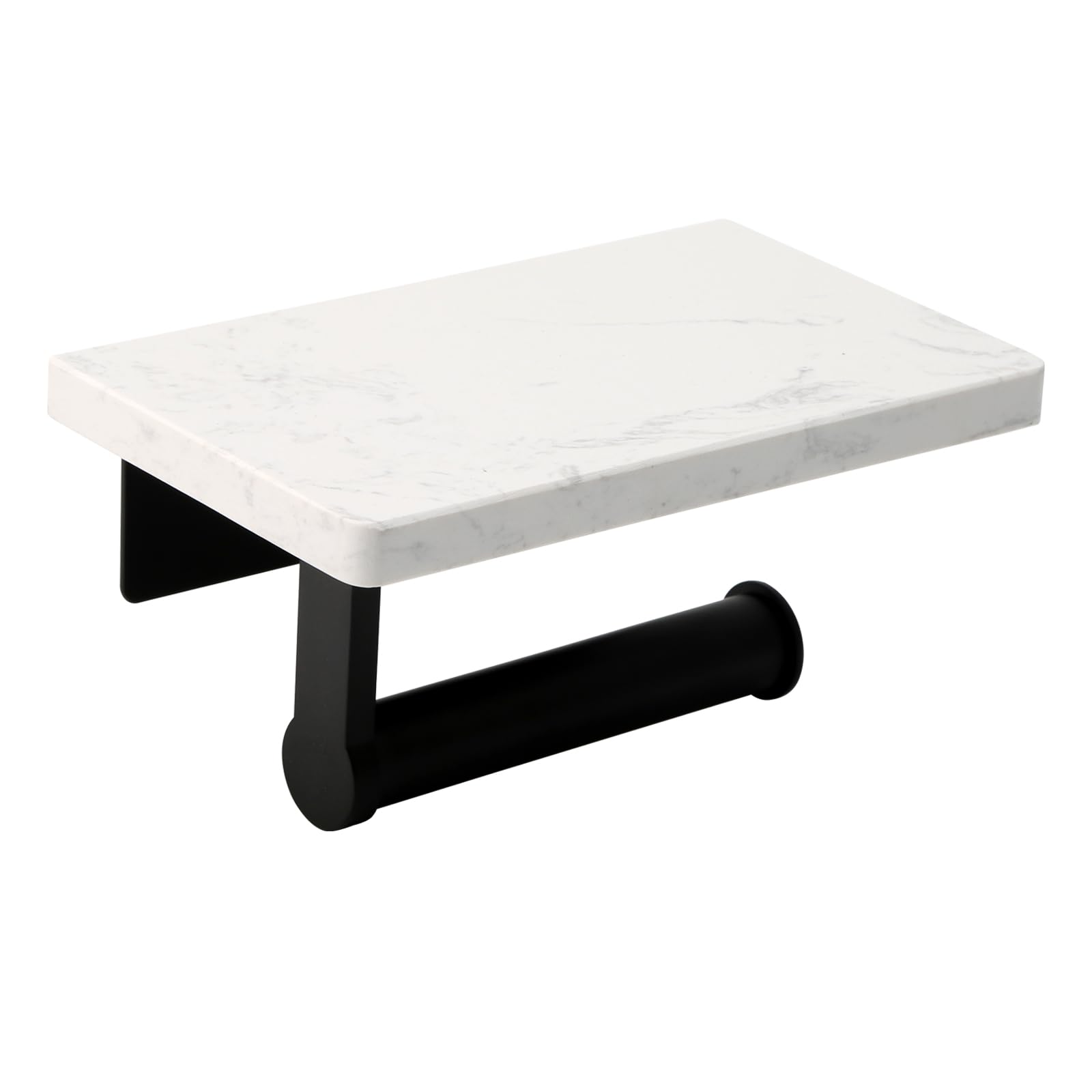 Zjyufy Toilet Roll Holder Wall-Mounted, Toilet Roll HolderStainless Steel Toilet Paper Holder with Marble Shelf, Bathroom Accessory
