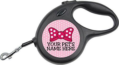 Cute Minnie Bow Retractable Leash Personalized for Your Pet (Small, Pink Bow)