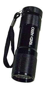 Image of KMD Aero Red Light LED Black Aluminum Aviator Flashlight Preserves Night Vision for Aviation, Astronomy, Camping, Hunting, Turtle Watching, and more