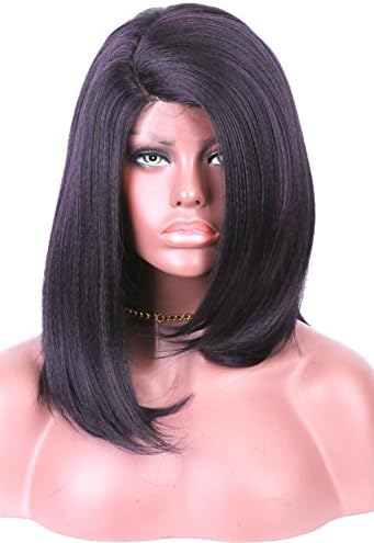 Colodo Dark Purple Wig Lace Front Synthetic Wigs Pre Plucked Natural Hairline L Part Lace Front Wigs For Black Women18 Inches