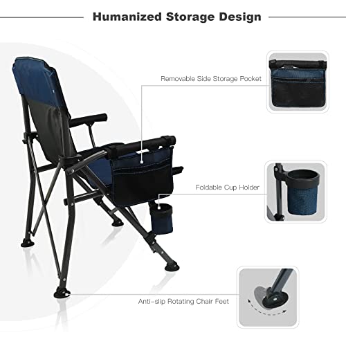 Superrella Camping Chair Folding Portable Lawn Chair 2 Pack Comfortable Hard Arm Sturdy for Family Camp, Outdoor, Sports, Beach, Travel, Black & Gray, Supports 300 lbs
