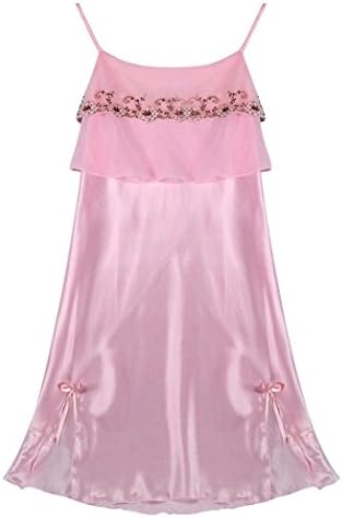 Sexyp Women Chill Plus Size Sling Lace Babydoll Teddy Chemise Sleepwear (Pink, Large)