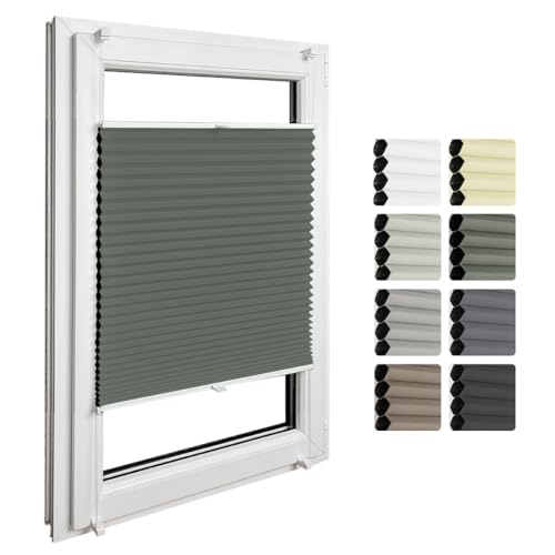 Home-Vision Premium Doppelplissee mit Klemmfix Weiß-Dunkelgrün B95xH100cm