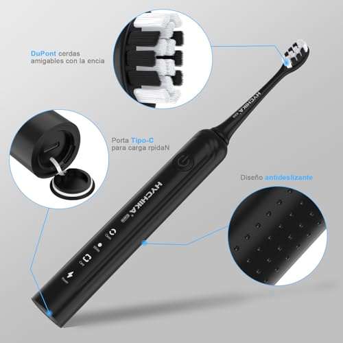 Sonic Electric Toothbrush for Adults, Rechargeable 240 Days Battery Life with 2500 mAh, 8 Replacement Heads, 3 Cleaning Modes and IPX7 Waterproof, Black