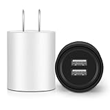 USB Wall Charger, RUN-L 2-Pack 2.4A Universal Power Home Travel Wall Charger Dual USB Port Plug for iPhone 8/X/7/7 plus 6/6 plus 5S 5 Samsung S8 S7 S6, Note 5, HTC, LG and More Device(Black White)