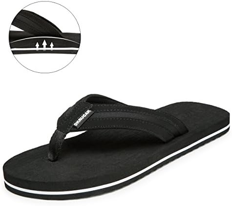 Men's Flip-Flops with Arch Support Soft Summer Sandals Light Weight Beach Slippers (10 D(M) US, 663black t1)