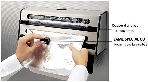 Contura Dérouleur triple, Inox, Dévidoir aluminium, film alimentaire, papier absorbant 3en1 504180, Noir et Inox, 1 - Pack — photo 4 sur 7