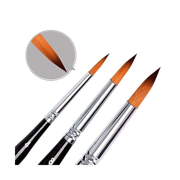 Fuumuui 3Pcs Art Travel Paint Brush Rundhaar Kurzgriff Pinsel für Acryl Öl und Aquarell – Bild 3